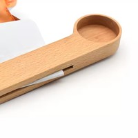 Cuillères doseuses en bois de hêtre personnalisées avec clip de fermeture, cuillère doseuse en bois avec clip et logo pour grains de café et feuilles de thé