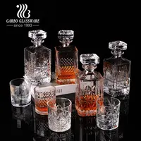 Set di decanter per vino in vetro di cristallo con regalo in rilievo di alta qualità unico all'ingrosso all'ingrosso per bar pub party
