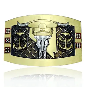 Western Mens Fancy Stainless Steel Tactical Belt Buckle Metal Brass Custom Logo Belts Buckles