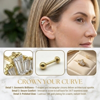 Bijoux de piercing en acier inoxydable 316L pour femmes, mini-piercing délicat en forme d'échelle pour lobe d'oreille, sans plomb ni nickel