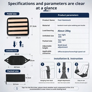<span class=keywords><strong>Hamac</strong></span> de voyage portable et réglable avec support rigide large anti-affaissement pour les pieds, idéal pour les voyages en avion, en voiture ou sous le bureau - Product Image 2
