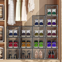 Organisateur de rangement pour chaussures en plastique DAYOOH, boîte de présentation transparente pliable pour baskets avec porte magnétique