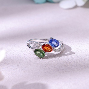Bague de luxe personnalisée en or massif 14 carats avec saphir taille ovale et diamants naturels – Bague de fiançailles classique pour mariage - Product Image 1
