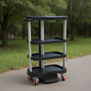 Carrello multiuso in alluminio a 3 ripiani con ruote per stoccaggio e trasporto - Product Image 3