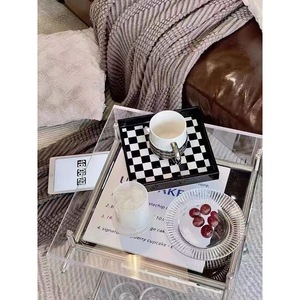 Acrylic Trolley Coffee <b>Table</b> Stainless Steel Frame Mobile <b>Storage</b> <b>Side</b> <b>Table</b> Minimalist Design Living Room Furniture - Product Image 3