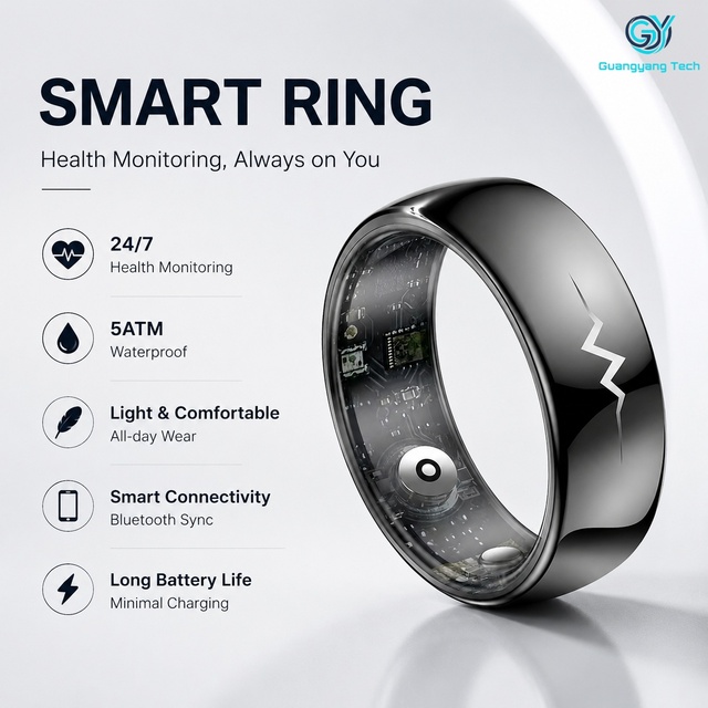 Q520 Smart Health Ring 5ATM Waterproof Heart Rate SpO2 Blood Pressure Body Temp Sleep Monitor Fitness Tracker Yoga Wearable Ring