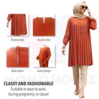 Modeste musulman longues Blouses plissées tunique islamique Abaya Dubai hauts marocain Thobe grande taille chemise robe Kawaii vêtements