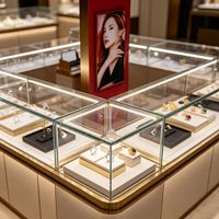 Schmuckvitrine für den Einzelhandel mit Glaskuppel, LED-Beleuchtung, Anpassbaren Farben und Robuster Thekenausführung