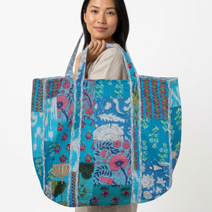 Handmade Boho Cotton Quilted Striped <b>Large</b> <b>Beach</b> Tote <b>Bag</b> Womens Long Handle Shoulder Carry Everyday Shopping Exhibition Party - Product Image 1