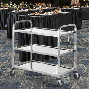 Harga grosir pabrik SS201 troli dapur baja tahan karat troli makan <span class=keywords><strong>2</strong></span> tingkat keranjang makanan Hotel melayani keranjang untuk Transfer dapur - Product Image 4