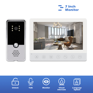 Système de vidéophone analogique 4 fils, <span class=keywords><strong>interphone</strong></span> audio filaire, moniteur LCD TFT 7 pouces pour villa, appartement, immeuble - Product Image 1