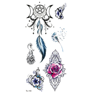 BXTAT TL109 TL114 Rose Dreamcatcher Phoenix Pegasus mariposa dragón León Pavo Real <span class=keywords><strong>zorro</strong></span> <span class=keywords><strong>tatuaje</strong></span> temporal pegatinas variantes <span class=keywords><strong>de</strong></span> papel - Product Image 2