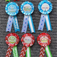 Ruban de récompense pour danseuses de cheerleading, personnalisé, coloré, de haute qualité, avec roses, badge, ruban en satin simple face avec logo