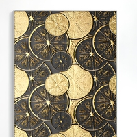 Tableau mural en toile or et noir en relief, motif circulaire abstrait, peinture décorative, affiche rectangulaire pour salon