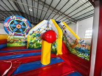 Château gonflable commercial à thème cirque pour enfants, toboggan, aire de jeux gonflable 5x5x4M en PVC pour l'extérieur