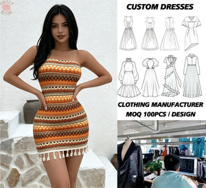Women Boho Strapless Tube Mini <b>Dress</b> Geometric Stripe Knit Bodycon <b>Dress</b> Tassel Hem Sleeveless Summer Beach Party Short <b>Dress</b> - Product Image 1