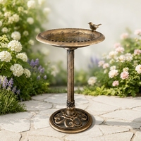 Mangeoire à oiseaux antique de 70 cm de hauteur, grande, pour l'extérieur, verticale, détachable, bain à oiseaux extérieur imperméable, ornement, bain à oiseaux