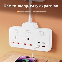 Adaptateur de prise Europlug 13A 2 prises CA Multiprise avec 2 ports USB-C et charge rapide USB