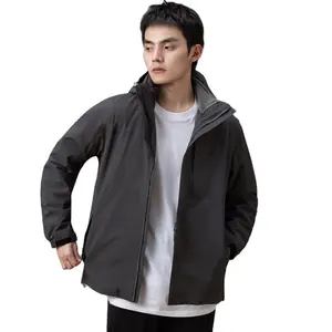 Plus Size 3 in 1 Interchange Jacket Soft Shell Men and Women Zip Up Hooded Waterproof Warm Windproof Outdoor Jacket