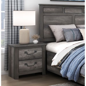 Gray Finish 2 <b>Drawer</b> <b>Storage</b> Nightstand Wooden Furniture Traditional Design Bedside Cabinet - Product Image 2
