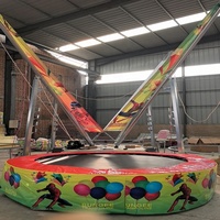 Trampoline rond en caoutchouc extérieur commercial 4-en-1 pour quatre enfants et adultes, construction en acier, parc d'attractions