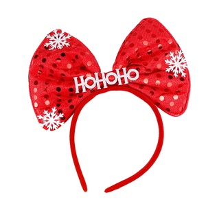 Serre-tête de Noël personnalisable écologique avec nœud à paillettes pour bonhomme de neige, décorations en plastique et tissu non tissé - Product Image 6