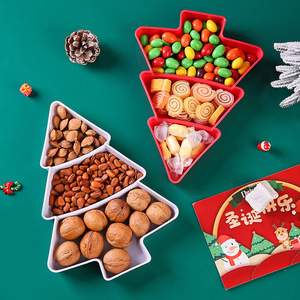 Plateau à fruits de Noël à 3 niveaux en plastique avec compartiments divisés pour bonbons, noix, fruits secs, plateau de rangement pour la maison, sans BPA - Product Image 1