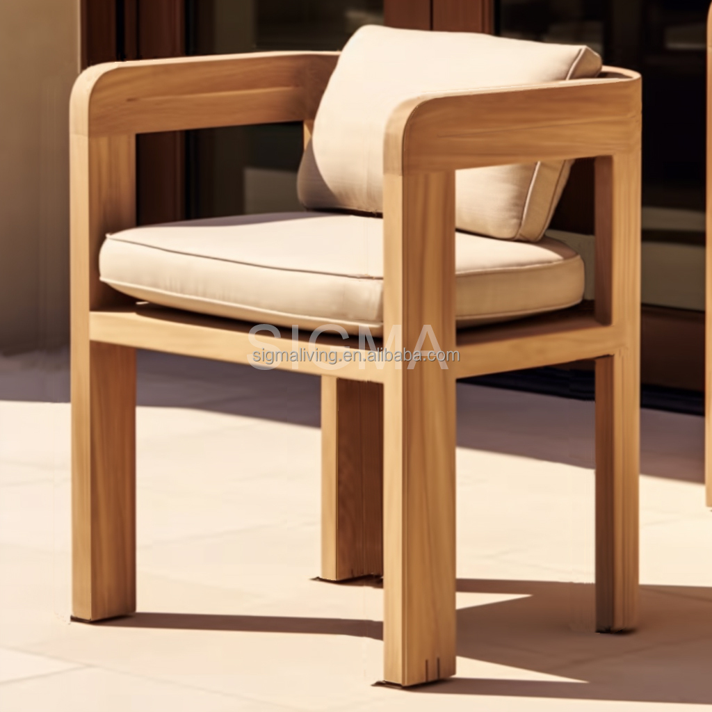 Modern Patio Outdoor Teak Dining Chairs Garden Waterproof Teak Outdoor Furniture Dining Chair