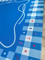 Superbe tapis de Mahjong Western Rodeo, 31,5 pouces, motif Gingham bleu et blanc avec motifs de cow-boy, housse de Mahjong