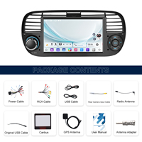 Podofo 7 ''pour Fiat 500 2007-2015 Android Autoradio Stéréo 2 + 64GB IPS Écran CarPlay/Android Auto GPS WiFi FM/RDS ASP ODM