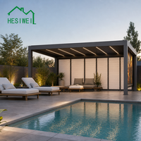 HESIWEI Pergola motorisée en aluminium pour extérieur, avec toit ouvrant à lamelles, imperméable, à fixation murale, type gazebo