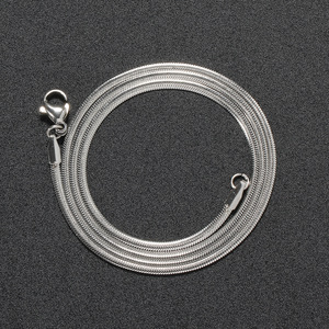 2Mm Stainless Steel Flat Snake <b>Chain</b>, Button <b>Rope</b> <b>Chain</b> Men's Trendy Necklace Hip-hop Jewelry With <b>Chain</b>, Flat Snake <b>Chain</b> - Product Image 3