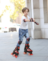 PAPAISON Chaussures de roller pour enfants à double rangée de roues réglables en PU avec lumières clignotantes