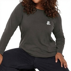 <b>Women's</b> Gray Short Sleeve Crew Neck <b>T</b>-<b>Shirt</b> <b>White</b> Logo Casual Regular Fit 100% Organic Cotton Nonwoven Eco-Friendly Quick Dry - Product Image 1