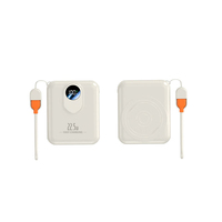 Batterie externe portable haute capacité à double mode de charge rapide avec support magnétique sans fil et câble intégré pour porte-clés