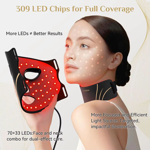 Masque facial et cervical en silicone à LED, thérapie par lumière rouge, appareil de soin de la peau pour stimuler le collagène, réduire les rides, utilisation quotidienne à domicile ou en salon - Product Image 2