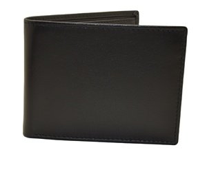 Portefeuille à deux volets pour hommes fait à la main en cuir noir véritable à grain supérieur en polyester de qualité supérieure poche à monnaie courte ouverte ID bloquant la RFID - Product Image 2