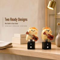 Figurine décorative personnalisée en PVC pour tableau de bord de voiture, design ours guitariste à tête mobile, OEM ODM, vente en gros, fournisseur pour fabricants et distributeurs de cadeaux