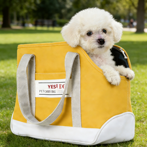 Bolsas Personalizadas para Mascotas con Logotipo Personalizado, Bolsa de Transporte Resistente de Lona de Algodón Amarillo para Exteriores - Product Image 1