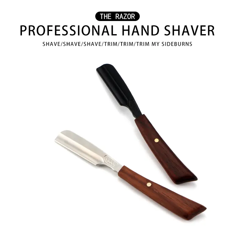 Pisau cukur tukang cukur Barber bahan Log 2 warna pisau cukur pencukur gagang kayu untuk pria untuk SHANGZHIYI