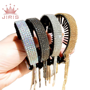 Jiris Nouvelle Pince à Cheveux <span class=keywords><strong>Banane</strong></span> en <span class=keywords><strong>Métal</strong></span> Ornée de Strass, Pince à Cheveux pour Fille avec Pompon, <span class=keywords><strong>Boucle</strong></span> de Queue de Cheval, Accessoires Cheveux Coréens Multi-usages - Product Image 1