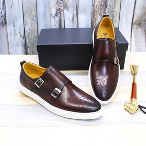 Zapatos Casuales de Hombre, Estilo Coreano, Color Blanco, con Doble Hebilla, de Piel Vacuna, para Uso Diario - Product Image 3