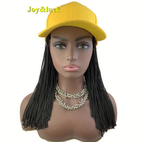 Perruque chapeau tressé jaune de 16 pouces, vente en gros d'usine, perruque synthétique réglable pour femmes, coiffure quotidienne