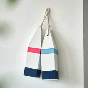 MDF <b>Fishing</b> <b>Floats</b> 2Pcs White With Red And Blue Stripe Mediterranean Style Decor For Living Room - Product Image 2