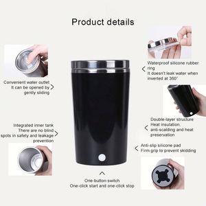 Tasse à mélange automatique personnalisée, gobelet portable en acier inoxydable réutilisable, mélangeur automatique pour lait, café, eau, avec couvercle - Product Image 2