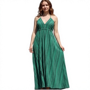 Vestido Casual de Verano para Mujer, Moderno, Bohemio, Simple, 100% Algodón, Largo, Sin Mangas, Ecológico, Transpirable, Lavable, Mini, para Uso Diario - Product Image 1