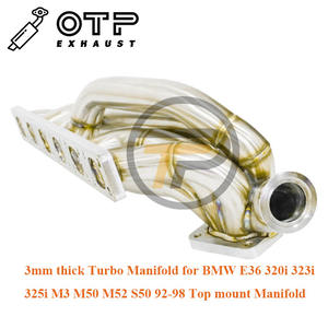 Tubo de escape OTP de 3mm de espesor, Colector de brida Tur bo T4 para B E36 <span class=keywords><strong>320i</strong></span> 323i 325i M3 <span class=keywords><strong>M50</strong></span> M52 S50 92-98, Colector de montaje superior - Product Image 6