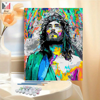 Kit de peinture acrylique pour adultes, peinture par numéros de Jésus, kit de peinture acrylique pour cadeau de vacances, décoration murale