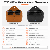 Lunettes Intelligentes CY03 MAX AI avec Caméra 8MP IMX219, Étui de Charge 290mAh, 32g, Diffusion Vidéo en Direct, Stock Prêt d'Usine OEM, Vente en Gros