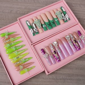 <span class=keywords><strong>Ongles</strong></span> à presser de luxe faits main, en amande, entièrement ornés de diamants, super longs pour les doigts, vente en gros, <span class=keywords><strong>faux</strong></span> <span class=keywords><strong>ongles</strong></span> de luxe - Product Image 5